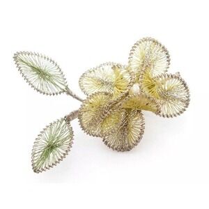ANTIQUE SPUN THREAD HAND MADE FLOWER PIN